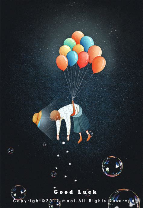 An Image Of Two People Floating In The Air With Balloons