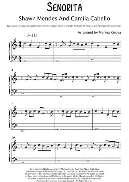 Simply follow the colored bars and you'll be playing the abc's song instantly! Senorita - EASY Piano With NOTE LETTERS By - Digital Sheet Music For Piano Solo (Download ...