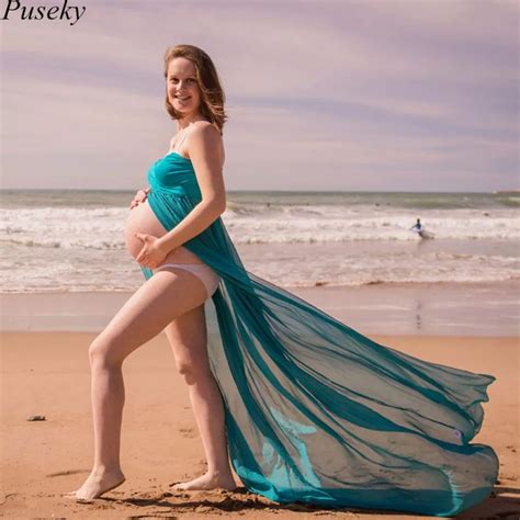 Maternity Dress For Photo Shoot Maxi Sexy Lash Neck Maternity Chiffon