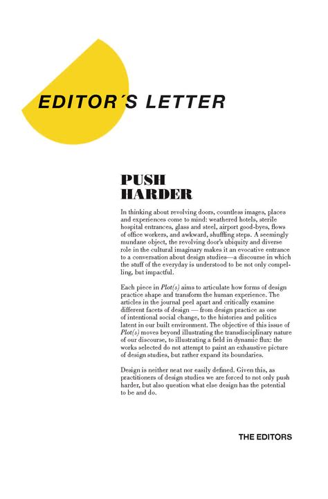 Only the writer's full name and city will be published. Editor's Letter - Design Studies