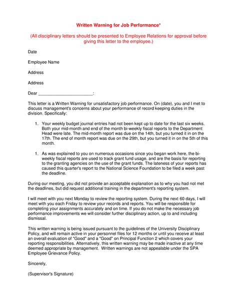 The employer should then make sure to have the employee sign off on the acknowledgment of their. Staff Warning Letter | Templates at allbusinesstemplates.com