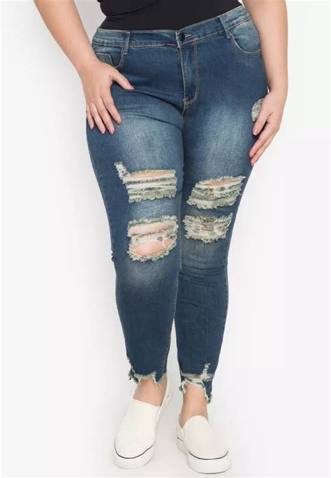 Buy Balaynor Plus Size Cropped Skinny Tattered Jeans 2023 Online