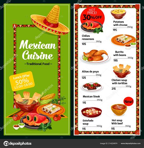 mexican national restaurant menu dishes stock vector image by ©seamartini 214224974