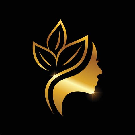 Golden Beauty And Leaf Logo Sign 1974451 Vector Art At Vecteezy