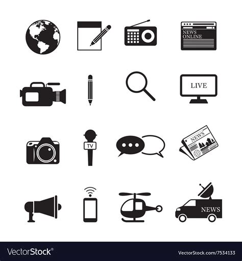 News And Journalism Mono Icons Set Royalty Free Vector Image