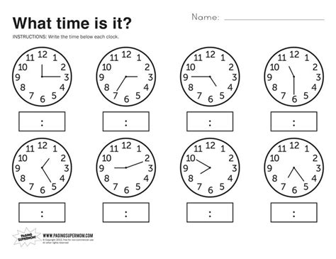 what time is it printable worksheet paging supermom time worksheets