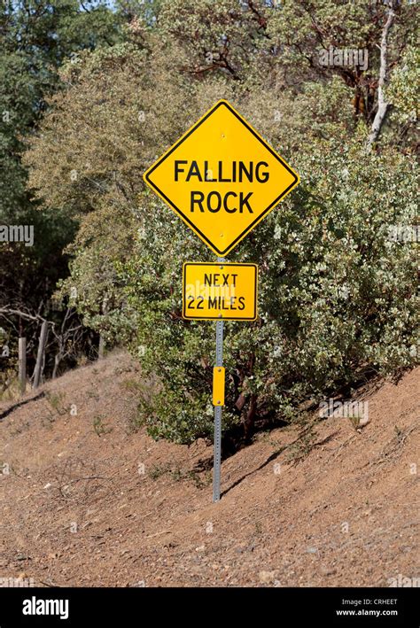 Falling Rock Sign Stock Photo Alamy