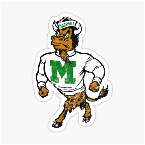 Marshall U Vintage Retro Mascot Logo Distressed Version Sticker