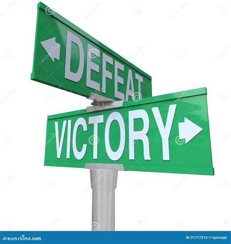 Victory Vs Defeat Two Way Street Road Signs Win Or Lose Royalty Free