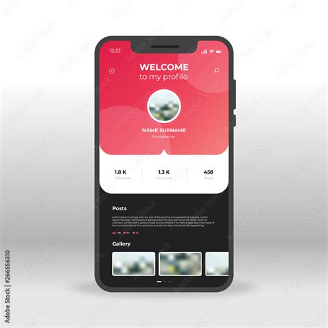 Red Social Network Welcome Profile Ui Ux Gui Screen For Mobile Apps