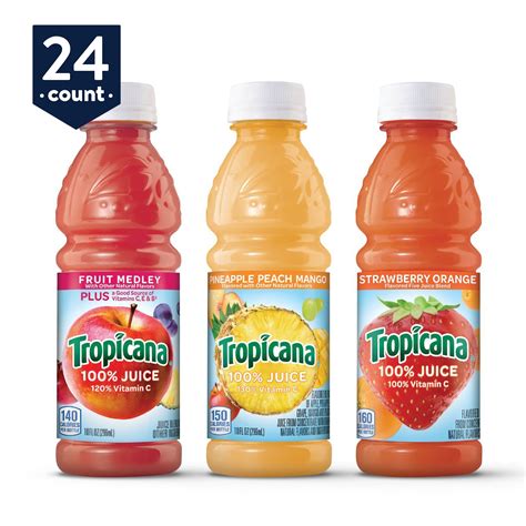 Tropicana 100 Juice 3 Flavor Fruit Blend Variety Pack 10 Ounce Bottles Pack Of 24 Walmart