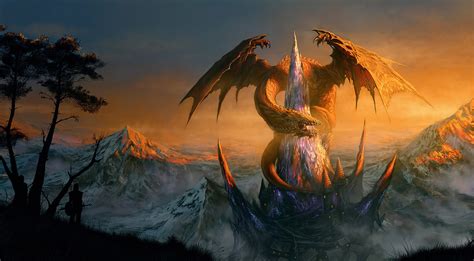 Fantasy Art Dragon Castle Digital Paintings Fantasy Scenery