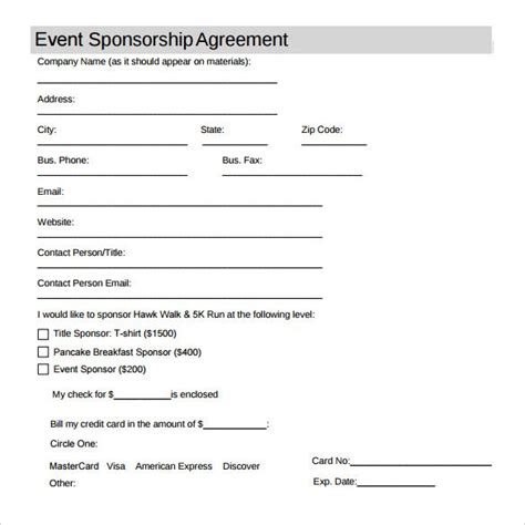 10 Sponsorship Agreement Templates Word Excel And Pdf Templates