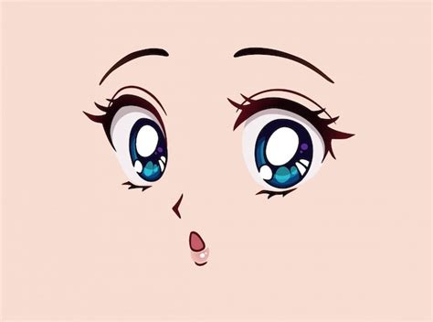 Premium Vector Surprised Anime Face Manga Style Big Blue Eyes