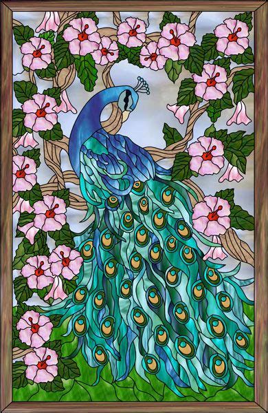 Peacock Stained Glass Window Patterns