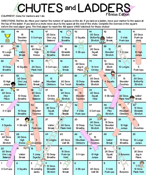 Chutes And Ladders Fitness Physical Education Lessons Fitness Games