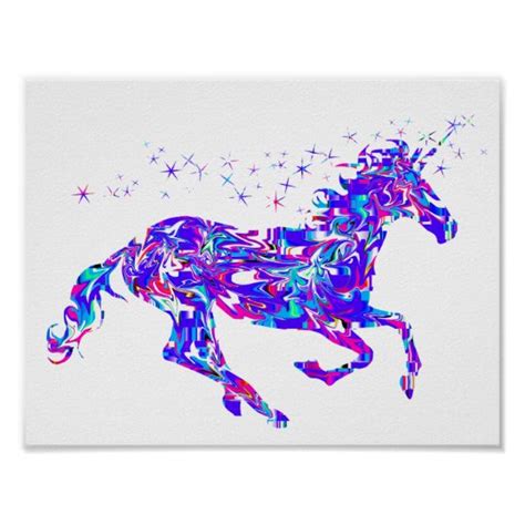 Purple Swirl Unicorn Poster For Kids