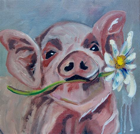 Pig Painting Piggy Art Baby Piglet Pig Painting Art Painting
