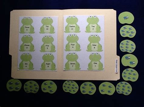 New Frog And Lily Pad Counting And Numbers Laminated File Folder Game
