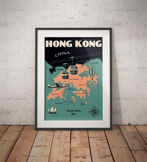 Hong Kong Map Fine Art Print Bookazine Hk