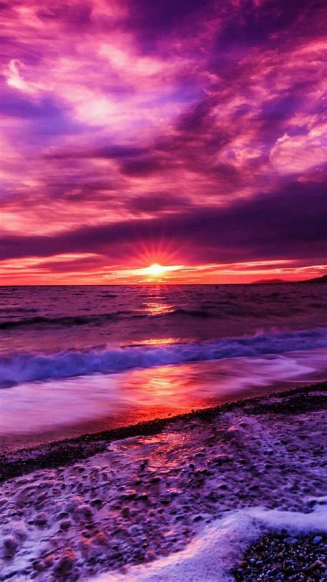 Sunset Beach Purple Hd Phone Wallpaper Peakpx