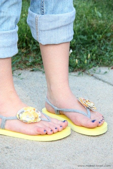 Flip Flop Refashion Part 4 Stretchy Knit Straps With Flowers Cute Flip Flops Old Navy Flip