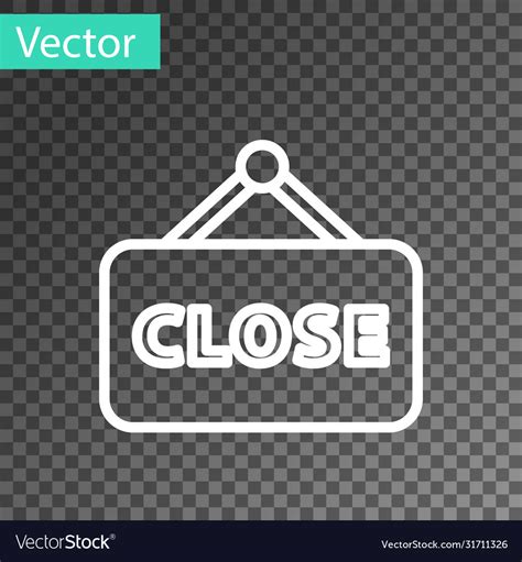 White Line Hanging Sign With Text Closed Icon Vector Image
