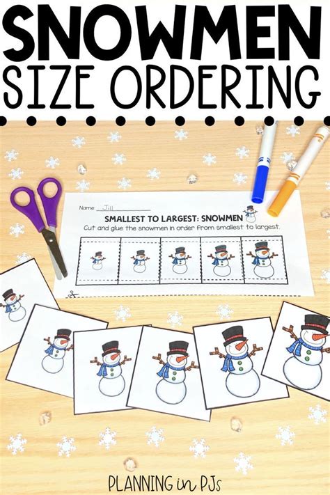 Snowmen Size Ordering Winter Order By Size Cut And Glue Winter