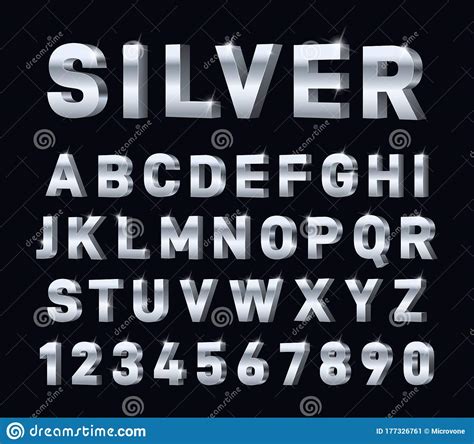 Silver Font 3d Steel Chrome Alphabet Metal Letters And Numbers