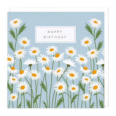 Wild Daisies Birthday Card Featuring Gold Foiling Blank Inside For A