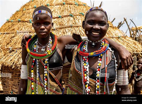 Traditional Dressed Girls From The Toposa Tribe Eastern Equatoria