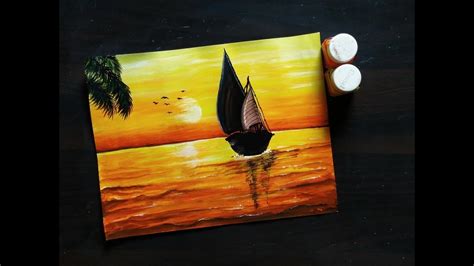Sailboat Sunset Seascape Acrylic Painting Easy Acrylic Sunset