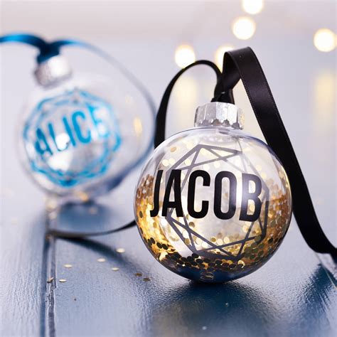 Personalised Geometric Glitter Bauble By Posh Totty