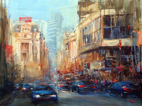 Dynamic Cityscapes Painted With Extreme Energy Cityscape Painting