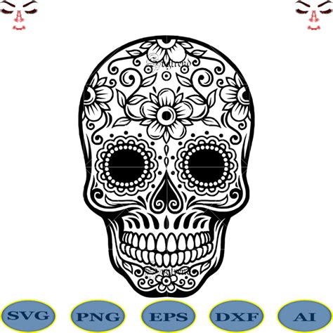 Female Sugar Skull Svg Free - Layered SVG Cut File