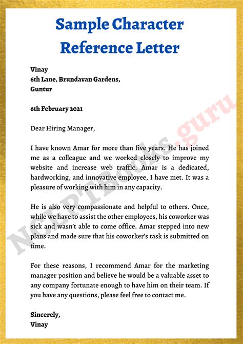 How To Write A Character Reference Letter For Coworker Infoupdate Org