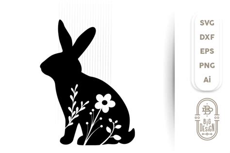 Easter Bunny SVG File | Floral Rabbit Silhouette for Spring | Rabbit