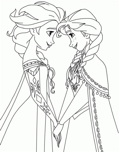Anna And Elsa Hugging Coloring Page Coloring Pages