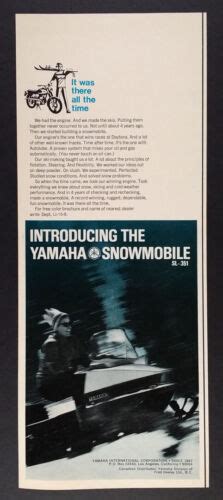 1969 Yamaha Sl 351 Snowmobile Vintage Print Ad Ebay