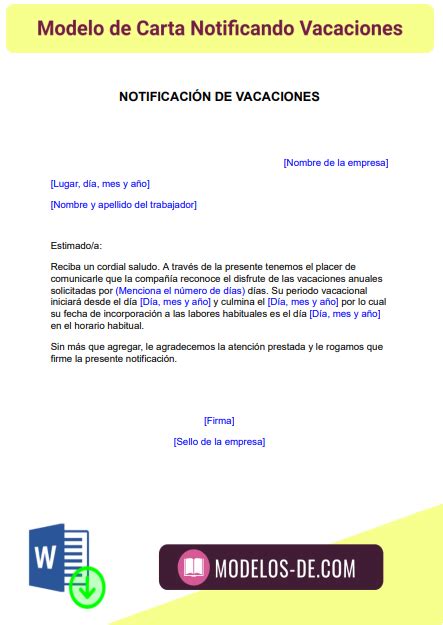 Carta Para Pedir Vacaciones