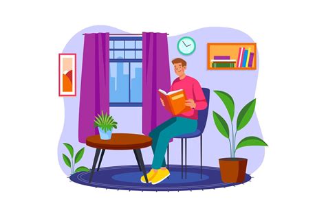 Man Reading Book At Home 9473117 Vector Art At Vecteezy