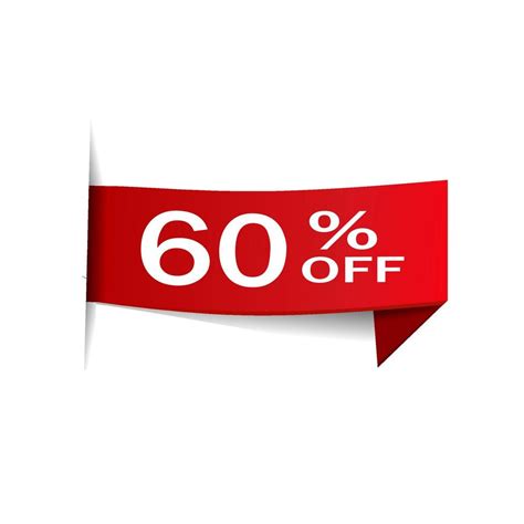 60 Percent Off Vector Label Banner Collection Badges Sale Flat