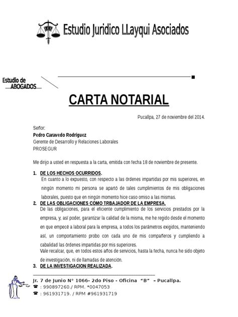 Carta Notarial Derecho Laboral Derecho Penal