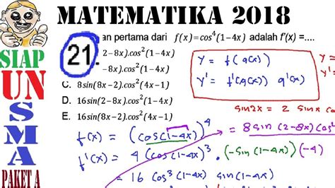 Prediksi Un Matematika Paket A Pembahasan No Turunan Fungsi