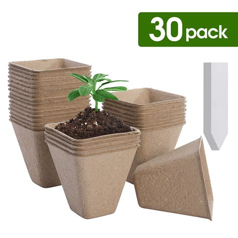 30 Packs Peat Pots Seed Starter Pots Biodegradable Eco Friendly Organic