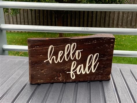 DIY hello fall Wooden Sign | Chalk Painted | stencil 9 x 6 | Hello ...