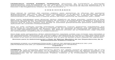 Normas Para La Administración Y Baja De Bienes Muebles Pdf Document