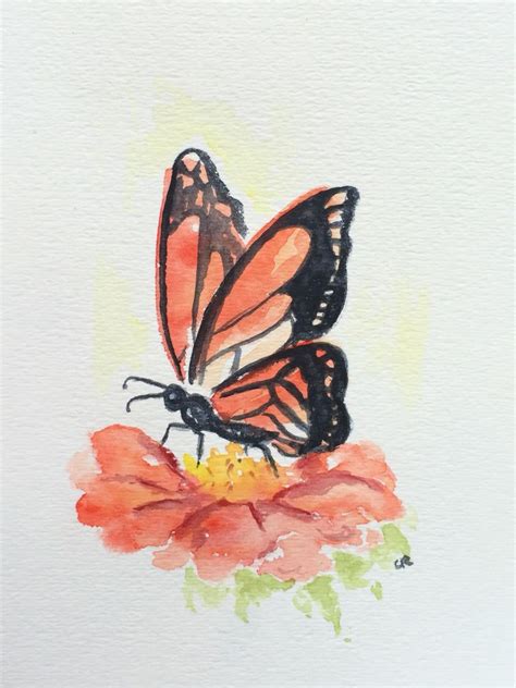 Monarch Butterfly Watercolor Painting Nursery Art Original Flower