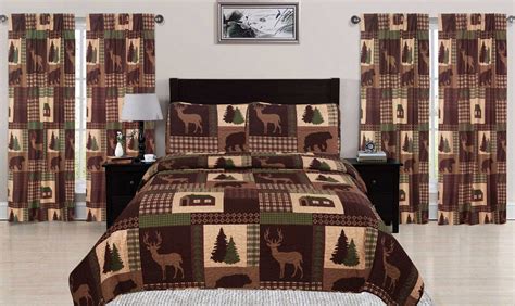 Aubrie Home Cozy Cabin 3 Piece Fullqueen Quilt Bedding Set Rustic