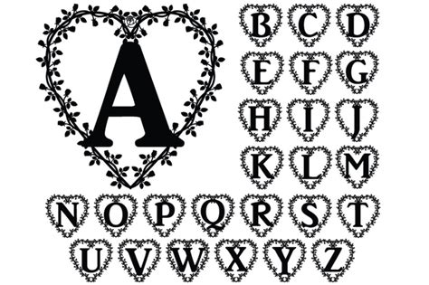 Download Floral Heart Alphabet SVG, Floral Heart Letters SVG Cut Files By Doodle Cloud Studio ...